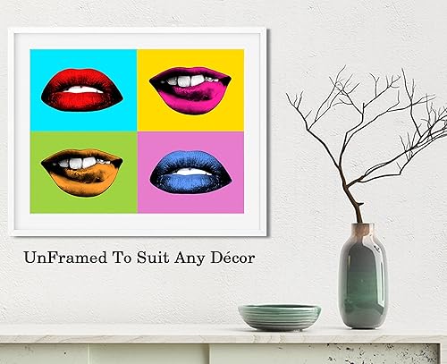 Miniatura 4 de Lips Warhol Style Wall Art 14x11 Unframed Art Print Fun Pop Art Style. Unique Birthday Christmas Gift for Beautician, Cosmetologist, Fashionista.