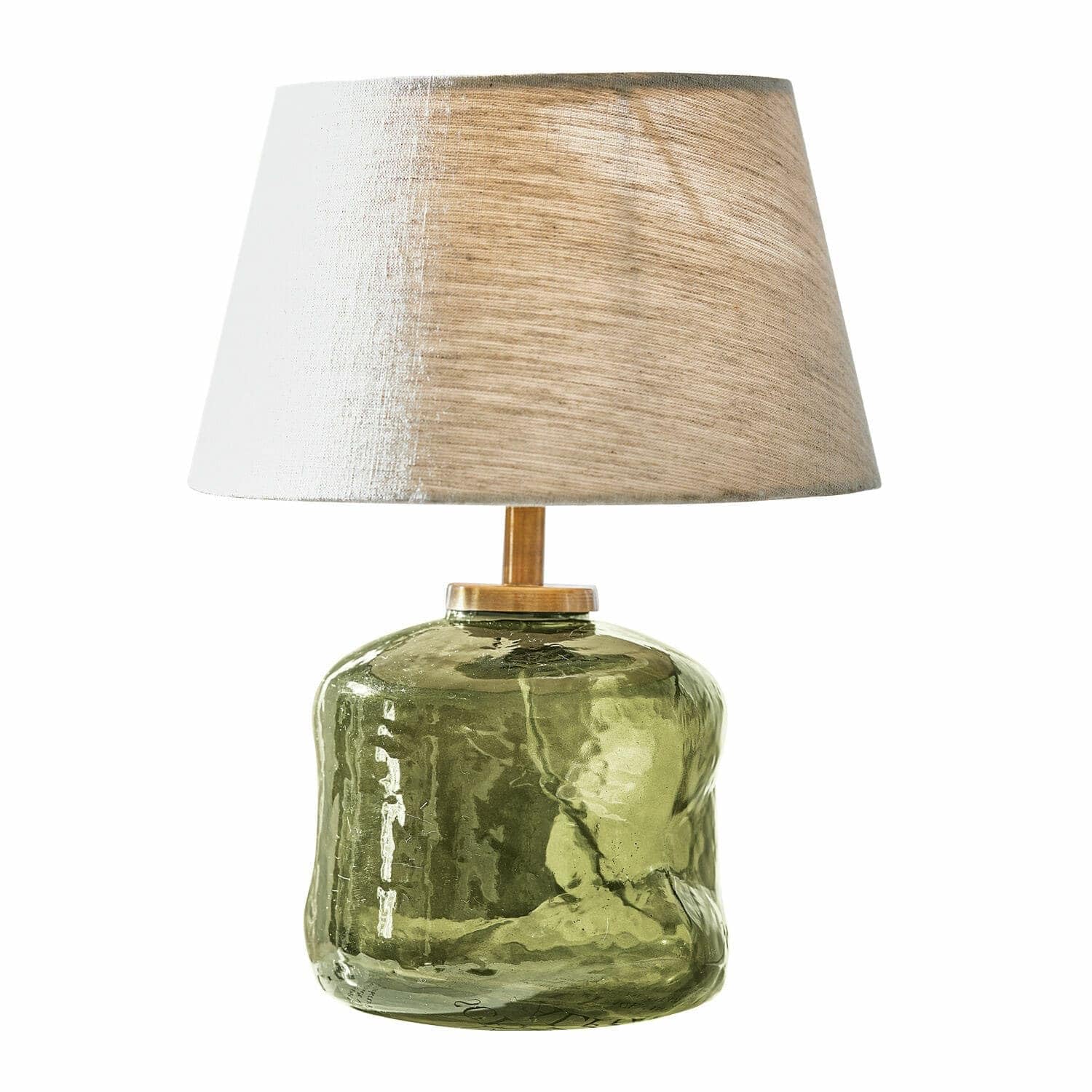 Loberon Tischlampe Rufino - grün/beige | Mundgeblasen - Bezaubernde Tönung und Form - Tischleuchte - Nachttischlampe - Baumwolle