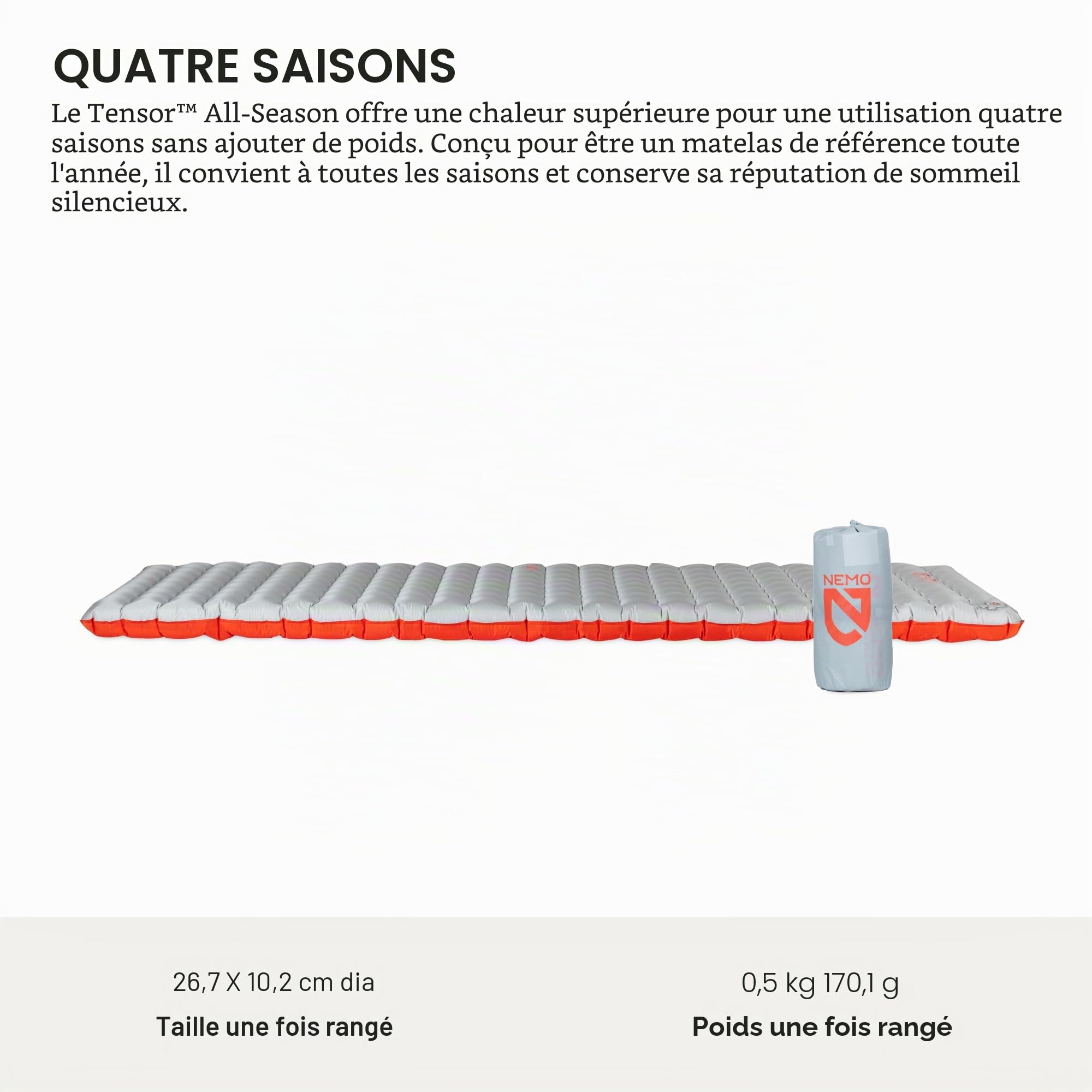 NEMO Tensor Matelas de Couchage isolé ultraléger Toutes Saisons