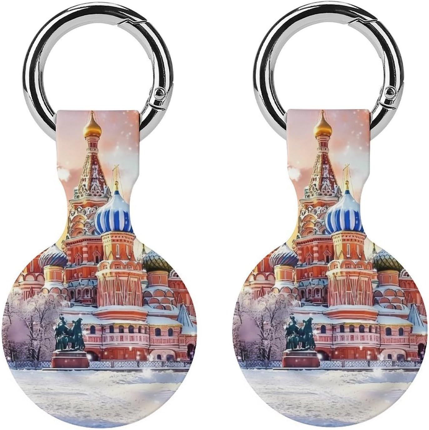 St Basils Cathedral in Moscow Russia Funny Cover Compatible with AirTag Case Protector GPS Tracker Holder with Keychain