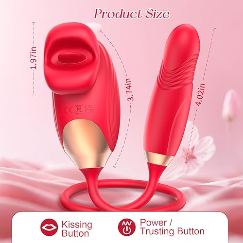Miniatura 6 de Vibrador de rosas para mujer, vibradores de boca con 10 mordidas y 10 modos de empuje, estimulador de pezón anal para clítoris, estimulador de