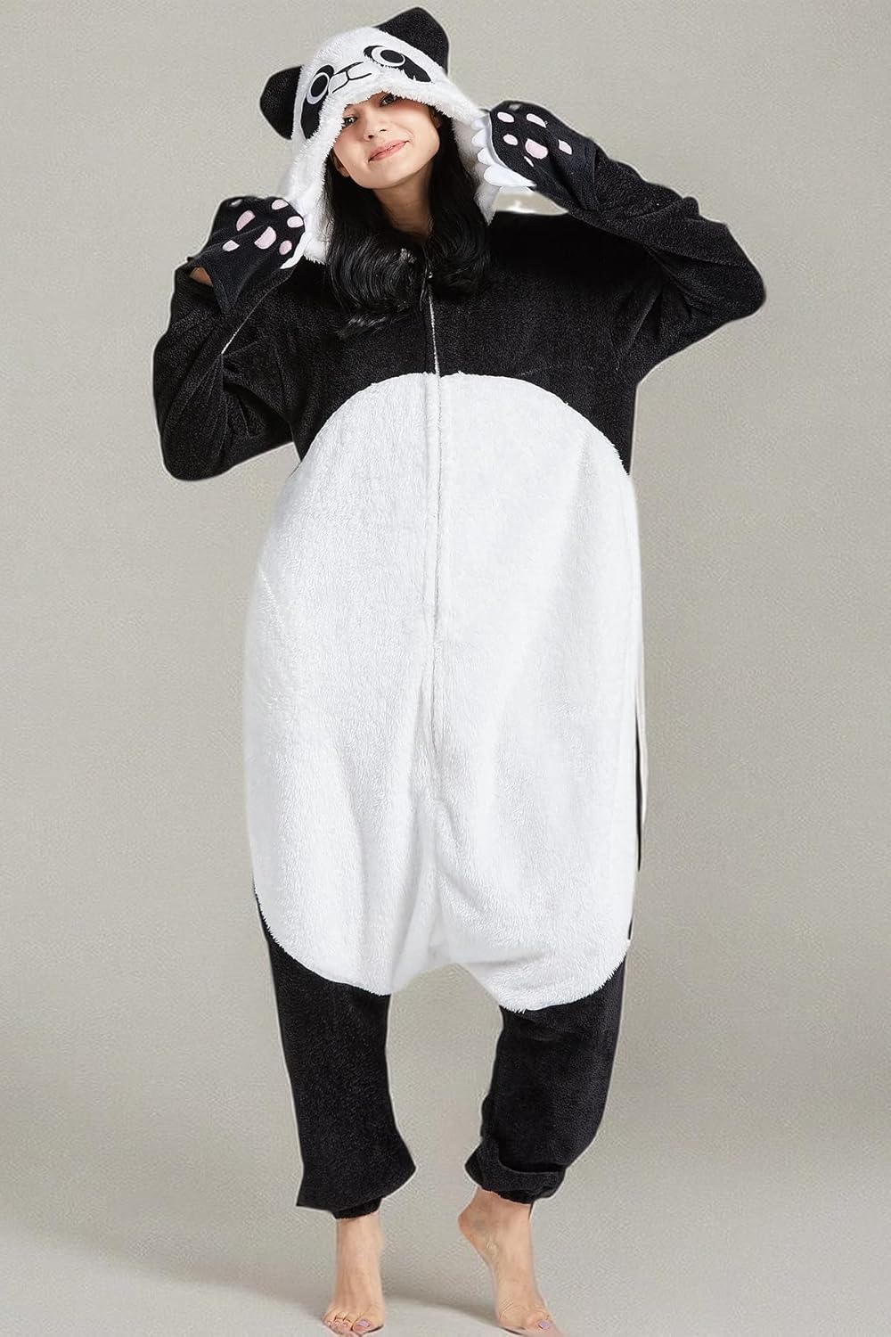DarkCom Giant Panda Onesie Halloween Costume One Piece Unisex Adult Pajamas Women Men Sleepwear Christmas Pajamas