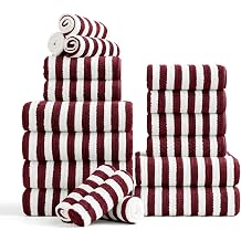 18-Piece Microfiber Bath Towels Set - 6 Bath Sheet, 6 Hand Towels, 6 Washcloths, Soft, Highly Absorbent Bathroom Towel, Quick Dry & Less Lint Shower towel for Bathroom, Hotel, Spa, Dorm-Burgundy