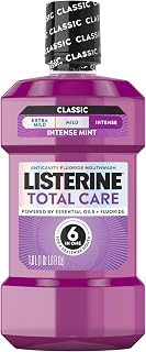 Listerine Total Care Intense Fluoride Mouthwash: 6-in-1 Anticavity Rinse Kills 99% Bad Breath Germs, ADA-Accepted, Intense Mint, 1L