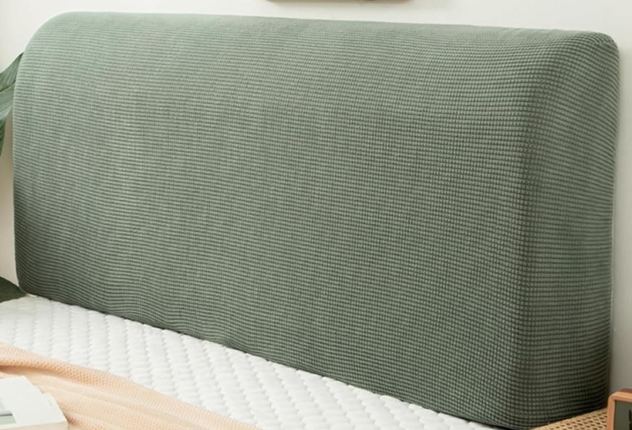 Rtsfkfs Green Bedside Headboard-Cover, High Stretch Velvet Dustproof Bed Headboards Slipcover Modern Elastic Bedspread For Single Double King Bed Head Back Protector (Color: Size: 160Cm/63In)