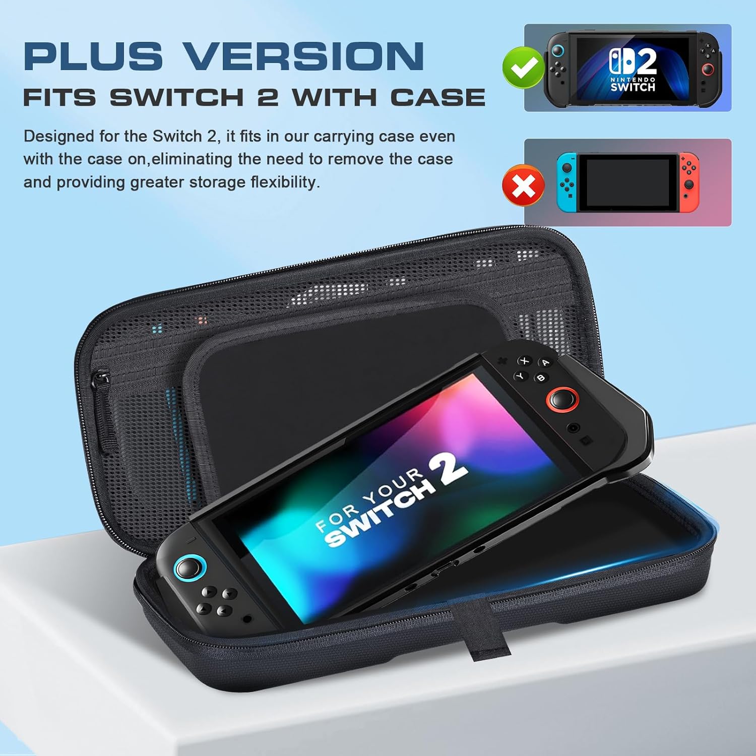 YAOTUBAG Carrying Case for Nintendo Switch 2 2025, Large Capacity Travel Protective Handbag, Hard Shell Portable Pouch, Holds Cased Console, Accessories, 12 Game Cards [Plus Version] Black - Image 2