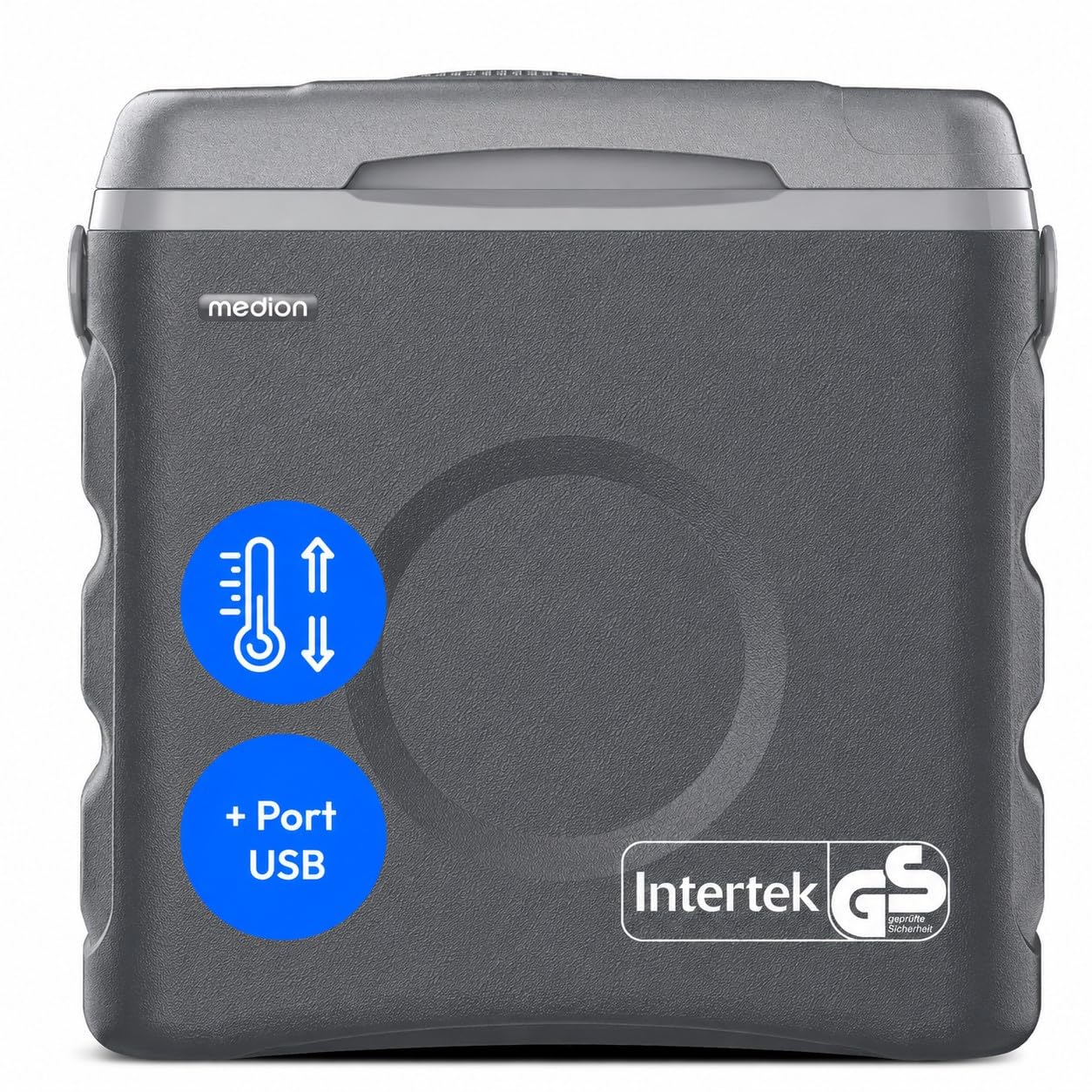 MEDION Glacière Thermoélectrique Portable 35 L Volume Brut Fonction Refroidissement et Maintien au Chaud Alimentation 12V Prise Allume Cigare 230V Secteur USB 5V pour Voiture Bateau et Camping, MD3700