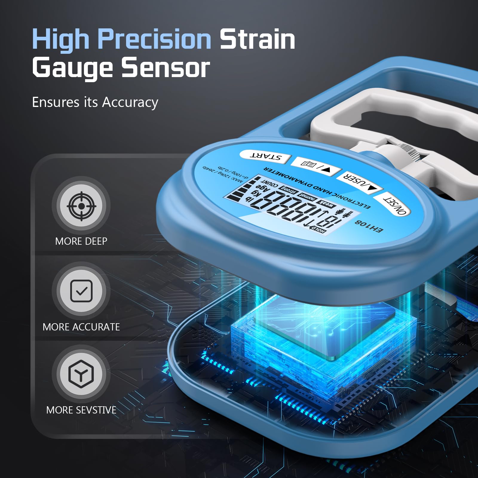 Hand Grip Strength Tester Trainer - Electronic Dynamometer Forearm Grip...