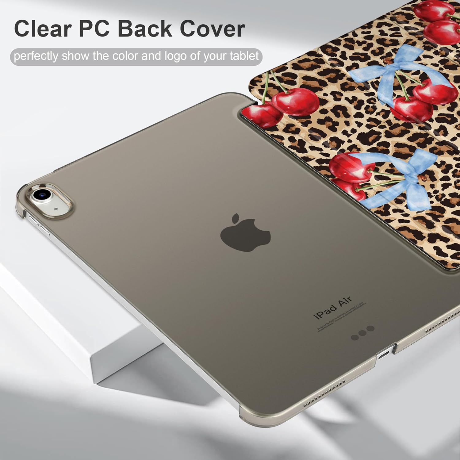 DONGKE for iPad Air 11-inch M3 2025 M2 2024, iPad Air 5th 2022 / 4th Generation 2020 10.9-inch, Slim Foldable Stand Hard PC Translucent Back Shell Smart Cover - [Auto Wake/Sleep] - Leopard - Image 8