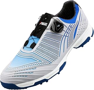 PENXZT Mens Comfort Spiked Golf Sports Shoes Lightweight Waterproof Gradient Color Golf Shoes Breathable Non-Slip, Laces with Knob Buckle