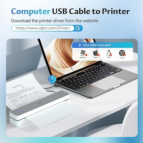 Miniatura 3 de iDPRT Impresora portátil inalámbrica para viajes, 300 DPI impresoras térmicas pequeñas sin tinta para uso doméstico, oficina, vehículos, impresora