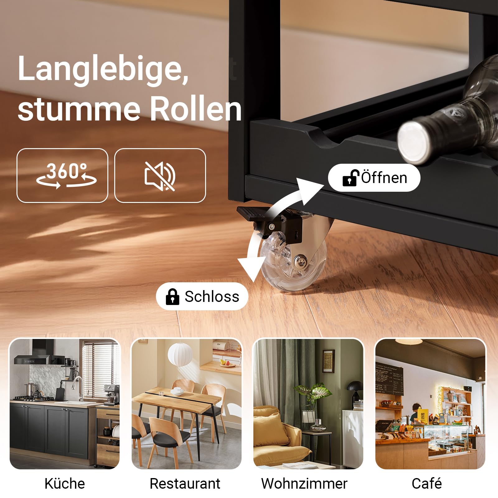 SoBuy Servierwagen mit Rollen und Weinregal 67x87x38 cm Küche und Outdoor | Küchenwagen mit Arbeitsplatte - Mobile Kücheninsel mit Schublade für kleine Küchen, Kaffee- & BBQ-Station MDF FKW45-SCH