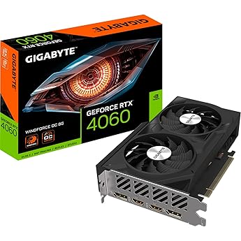gigabyte nvidia geforce rtx 4060 windforce oc graphics card - 8gb gddr6 128-bit pci-e 4.0 2475mhz core clock 2x dp 1.4 2x hdmi 2.1a nvidia dlss 3 - gv-n4060wf