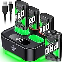 Vista 1 de Paquetes de Baterías Recargables de Carga Rápida Mejorados con Control de Luz, Baterías de Controlador Xbox de 4x4080mWh con Base de Carga