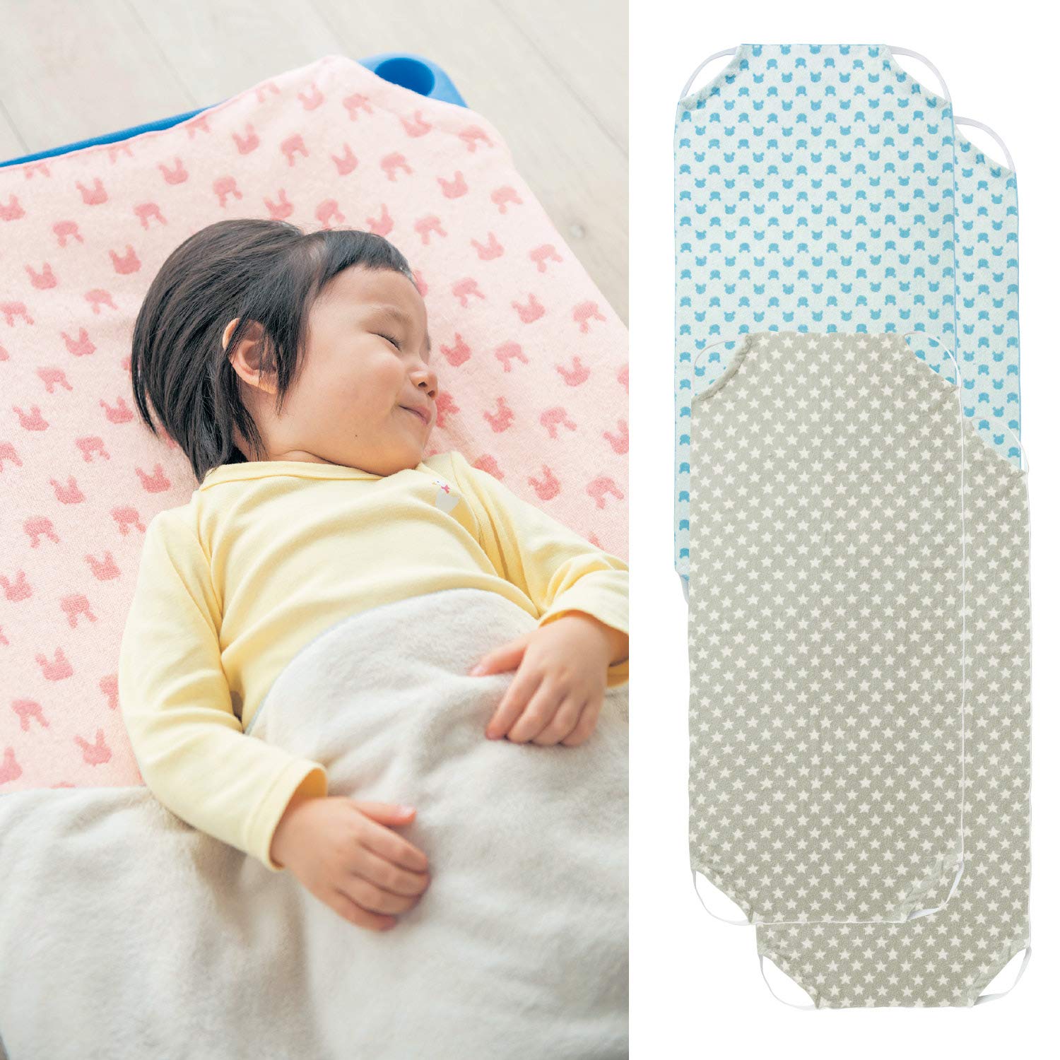 【２点セット販売】ピッタリコットカバーふわもこ　ル・ルルゥッ！（リバーシブル） 2点セット販売】ピッタリコットカバーふわもこル・ルルゥッ