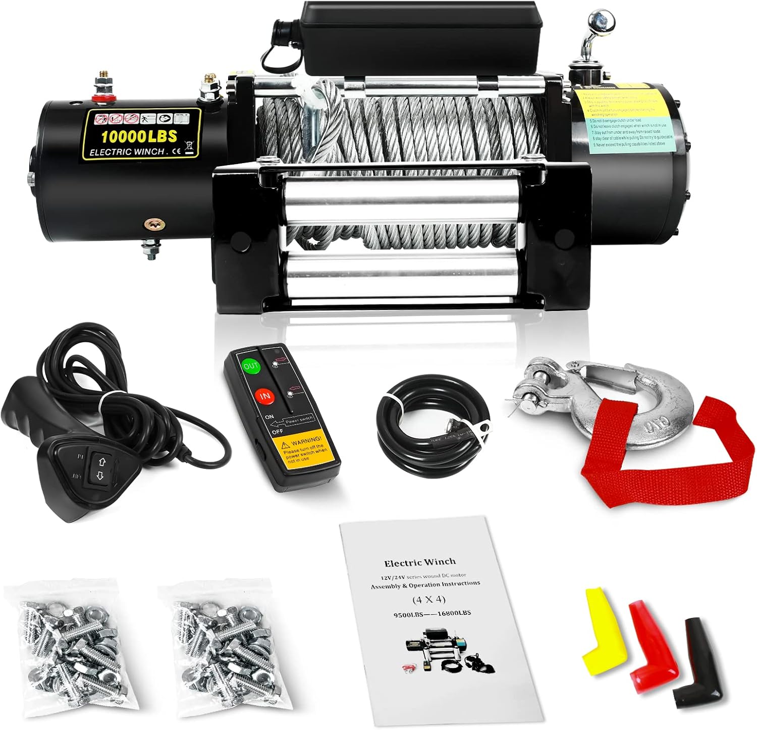 Electric Winch 10000LB, 12V Winch with 85Ft Steel Rope