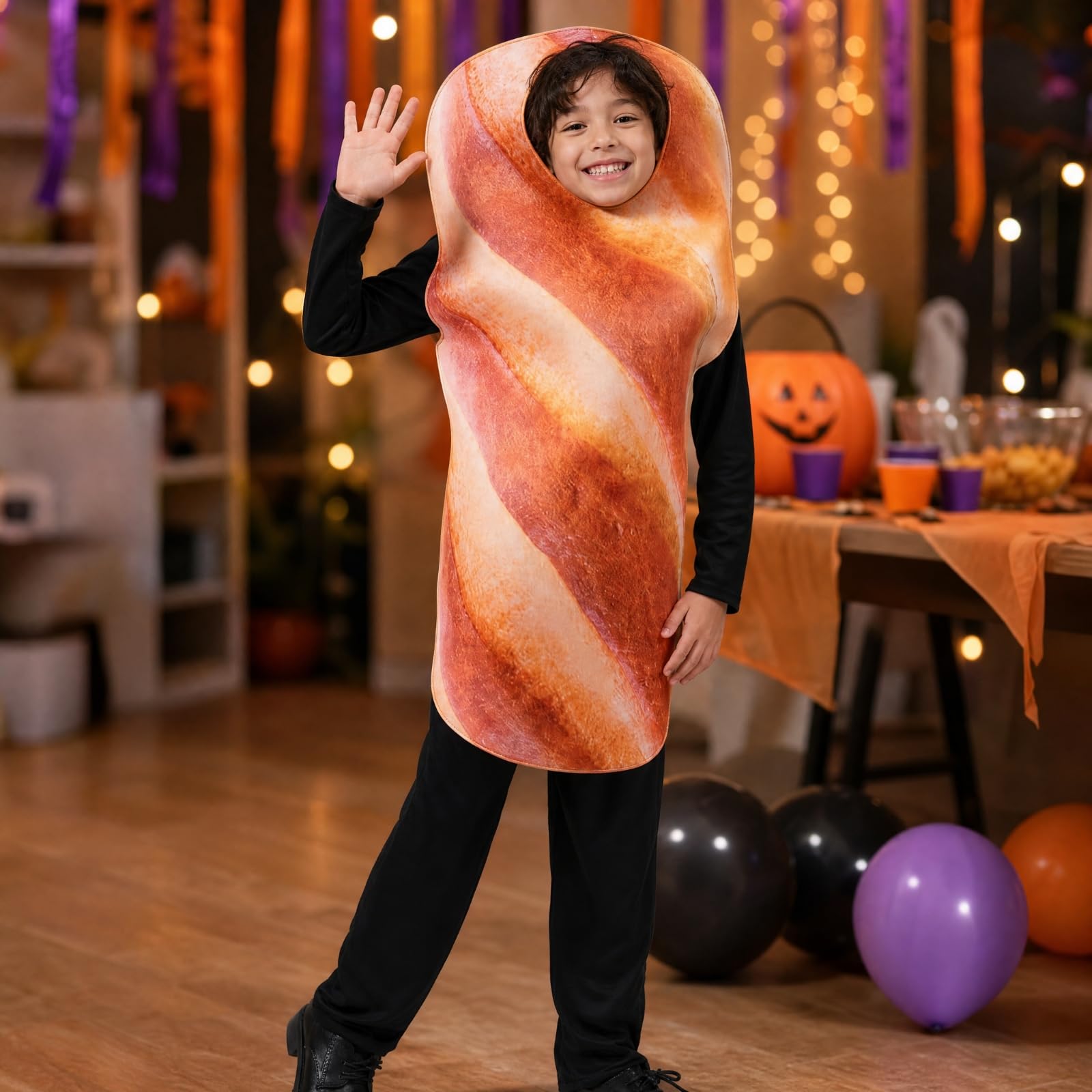predolo Travestimento Pane Tostato Facile da Indossare Costume a Forma di Pane Morbido Travestimento con Maniche e Gambe Nere per Recite Scolastiche