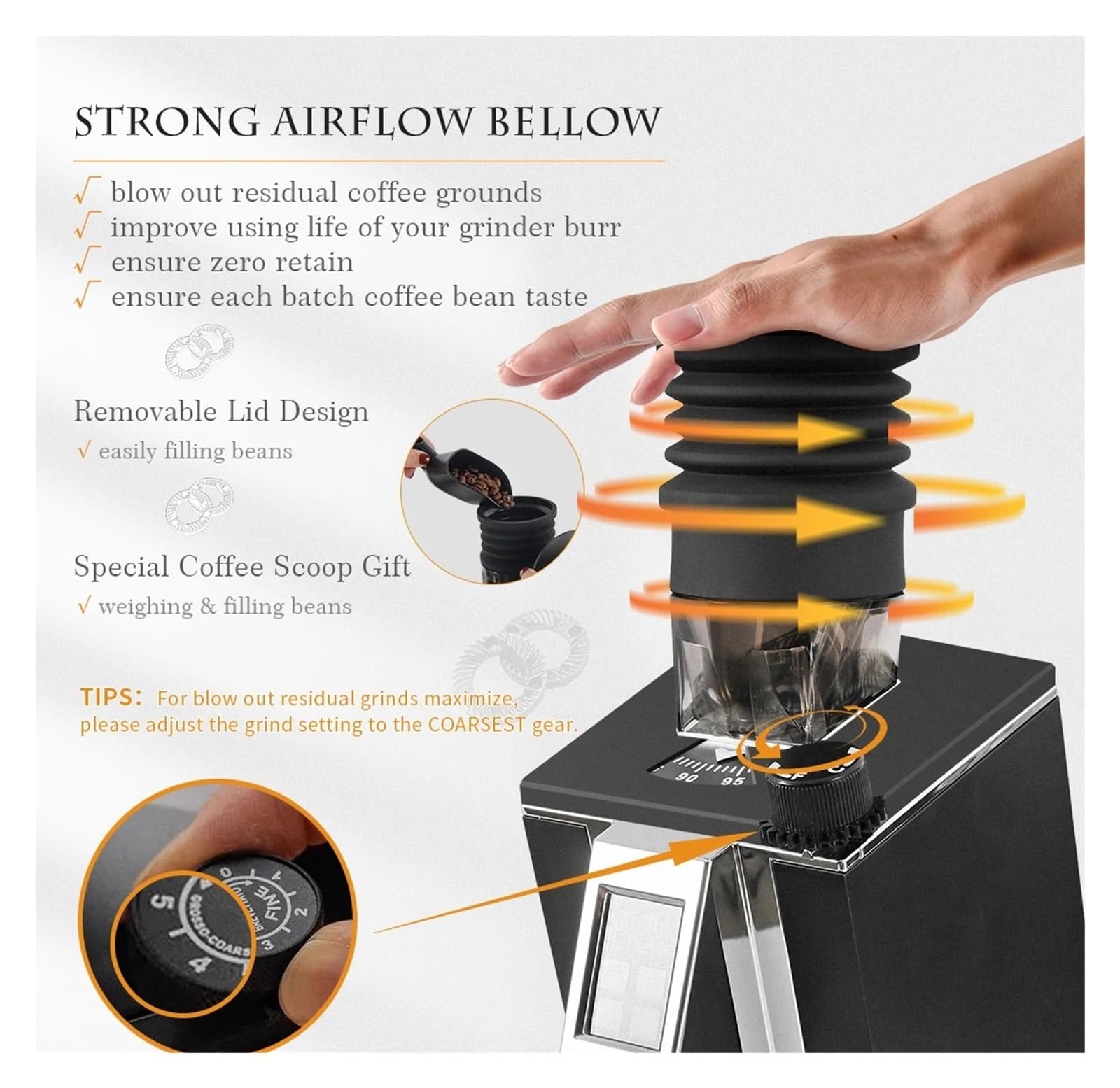 Amazon | コーヒー豆グラインダー単回投与ホッパーベローズ、ユーレカ