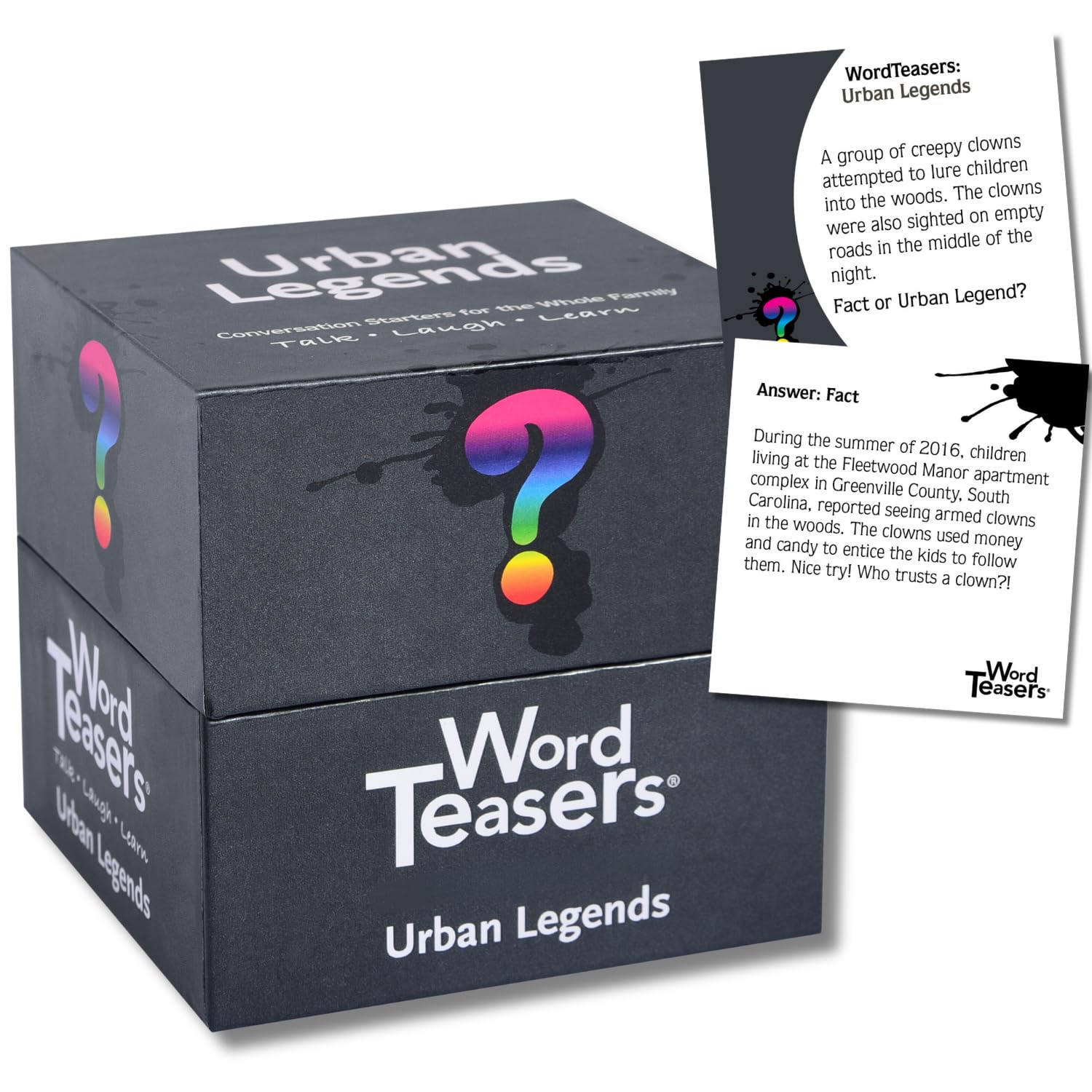 ? WORD TEASERS Random Topic Conversation Starters - Fun Trivia Cards for Families, Couples, Kids, Parties & Travel - Flashcards - 150 Questions (Urban Legends)