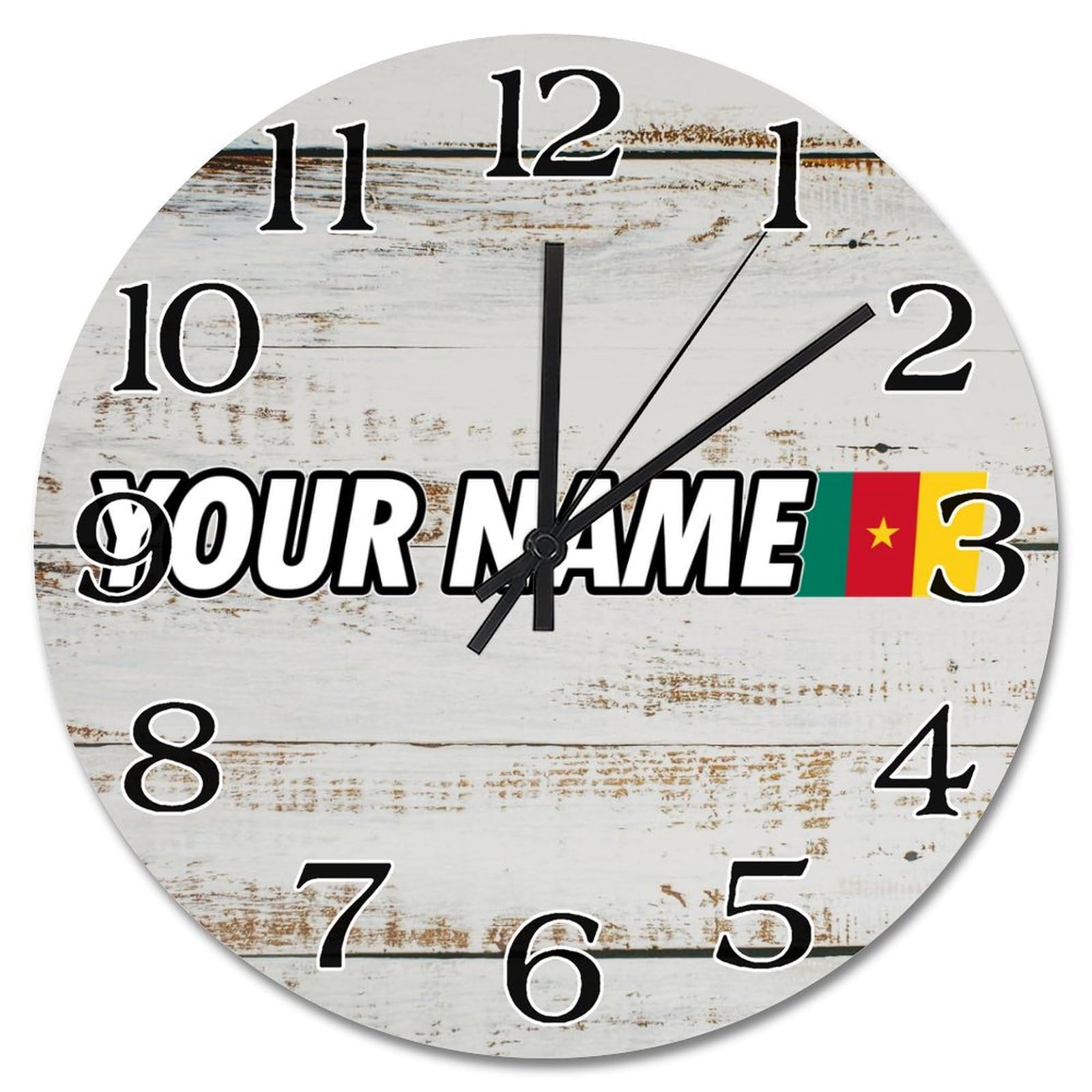 Horloge murale drapeau Cameroun vintage 38cm pour créer un salon chaleureux