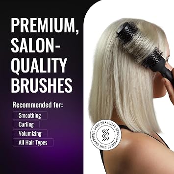 ERGO Ceramic Ionic Round Brush for Blow Out - Salon Quality Hair Brushes for Women - Roller Brush for Blow Drying, Wet and Dry Hair Styling, Volumizing Hair Care - ER25: 1