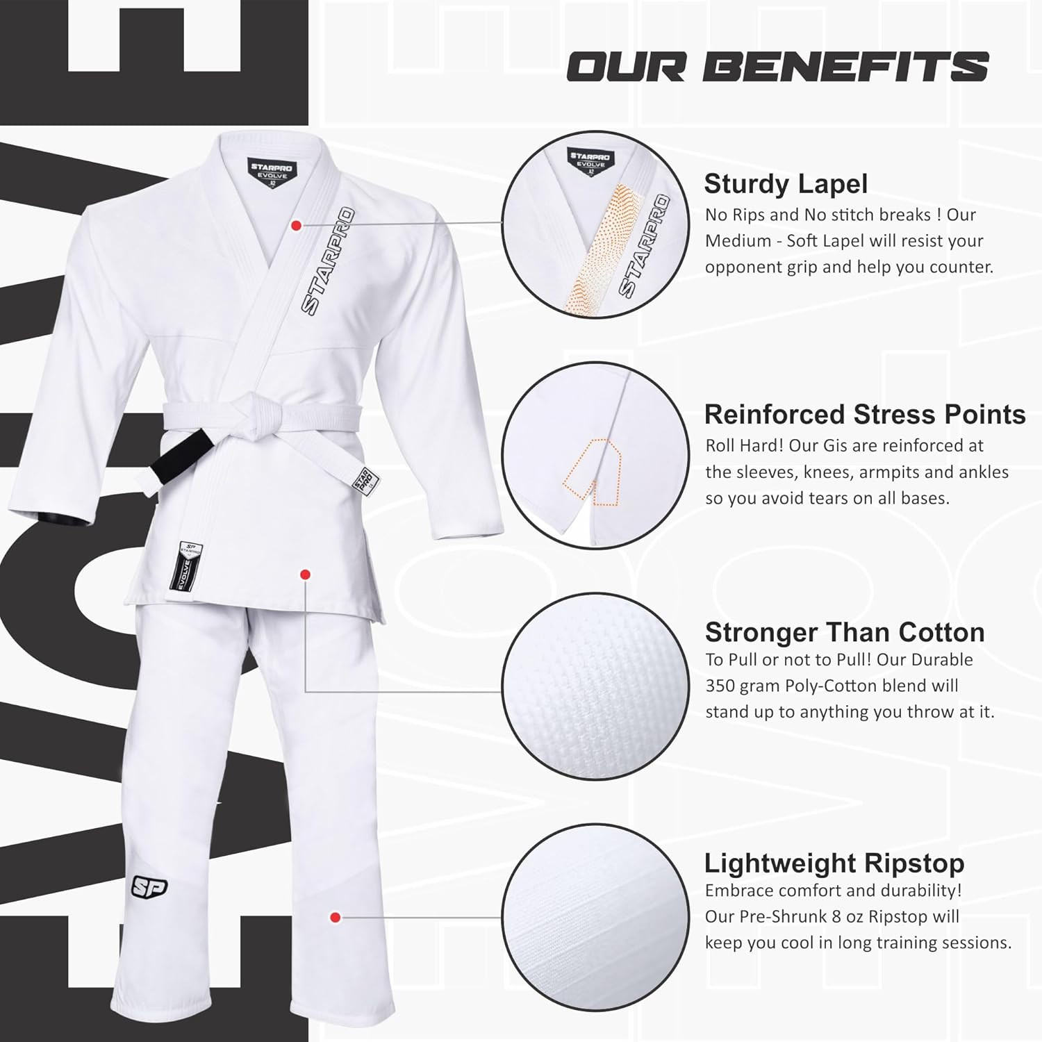 Starpro BJJ Gi for Men & Women – Brazilian Jiu Jitsu Uniform with Preshrunk Fabric – Lightweight & Durable Training Gi