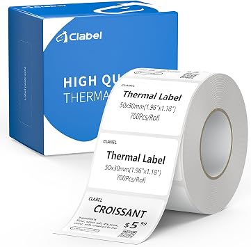 CLABEL 1.96"x1.18" Label Maker Tape 221D Label Print Paper Standard Laminated Office Oil Proof Tearproof Labeling Tape for Address, Logo, Shipping, Barcodes,QR Code 700 Labels/Roll,1 Roll