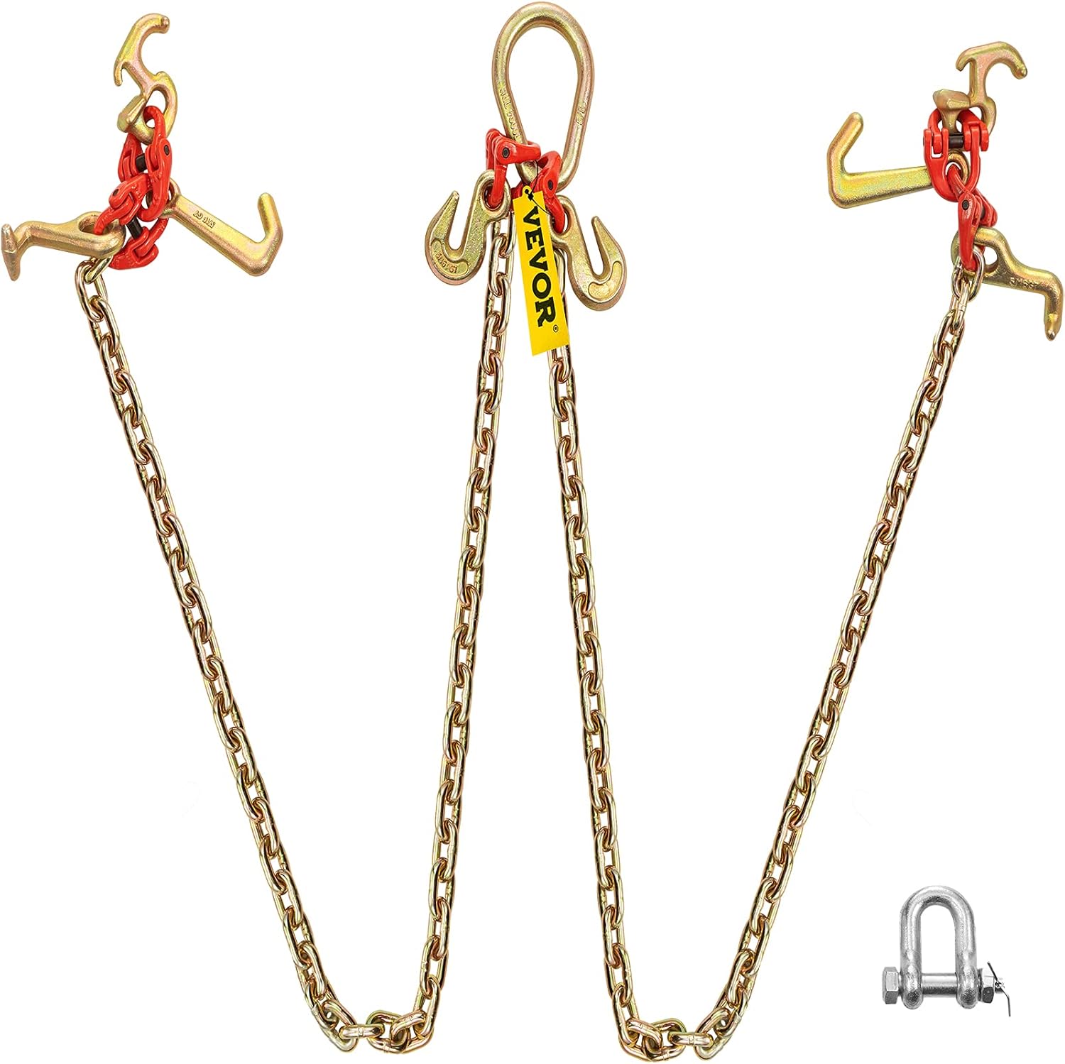 VEVOR V Bridle Chain, 5/16 in x 3 ft Tow Chain Bridle, G80 VBridle Transport Chain