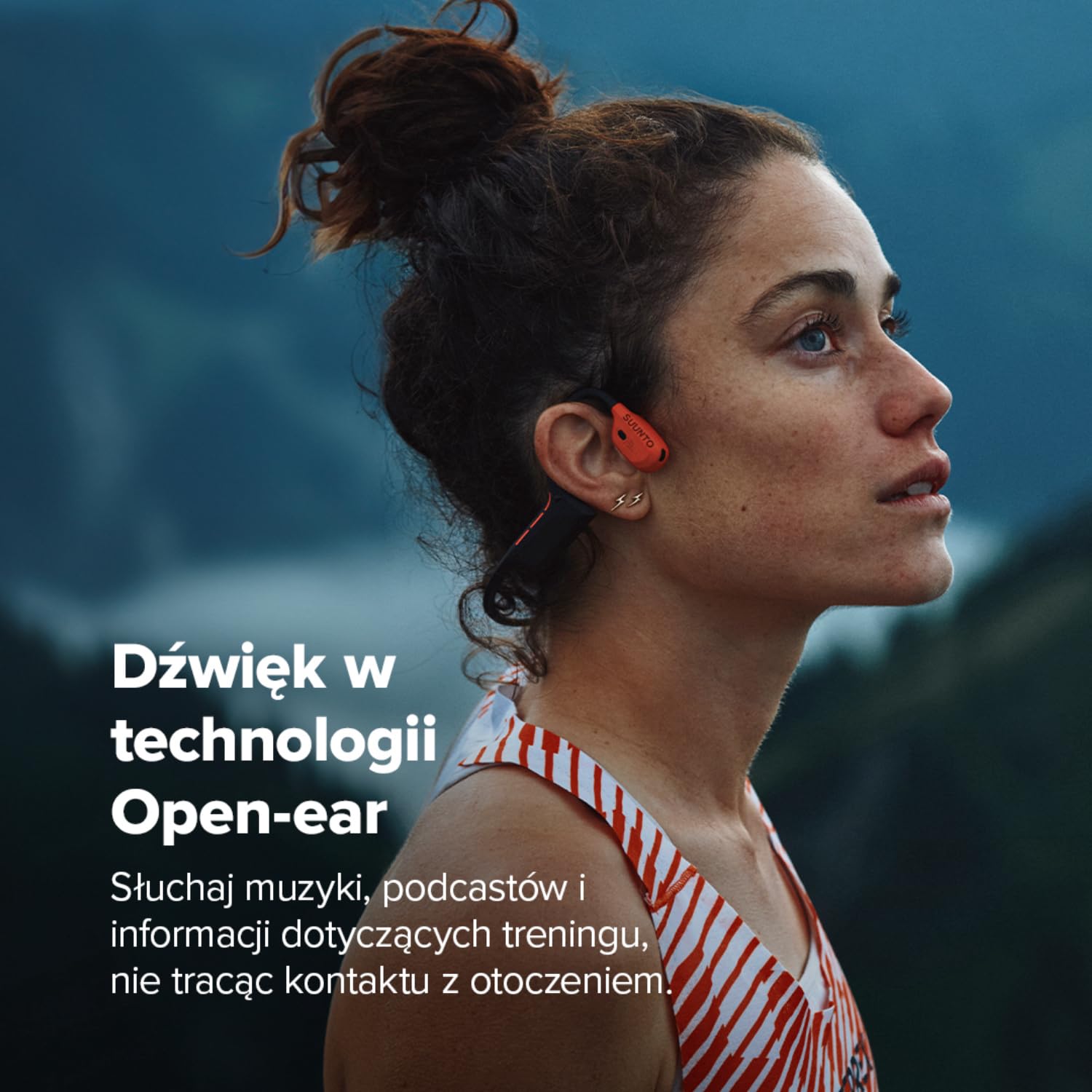 SUUNTO Wing 2 Słuchawki bezprzewodowe z dźwiękiem przewodnictwa kostnego, słuchawki Bluetooth do biegania, sportowe, ze światłem LED, IP66, wodoodporne, z kontrolą ruchu głowy