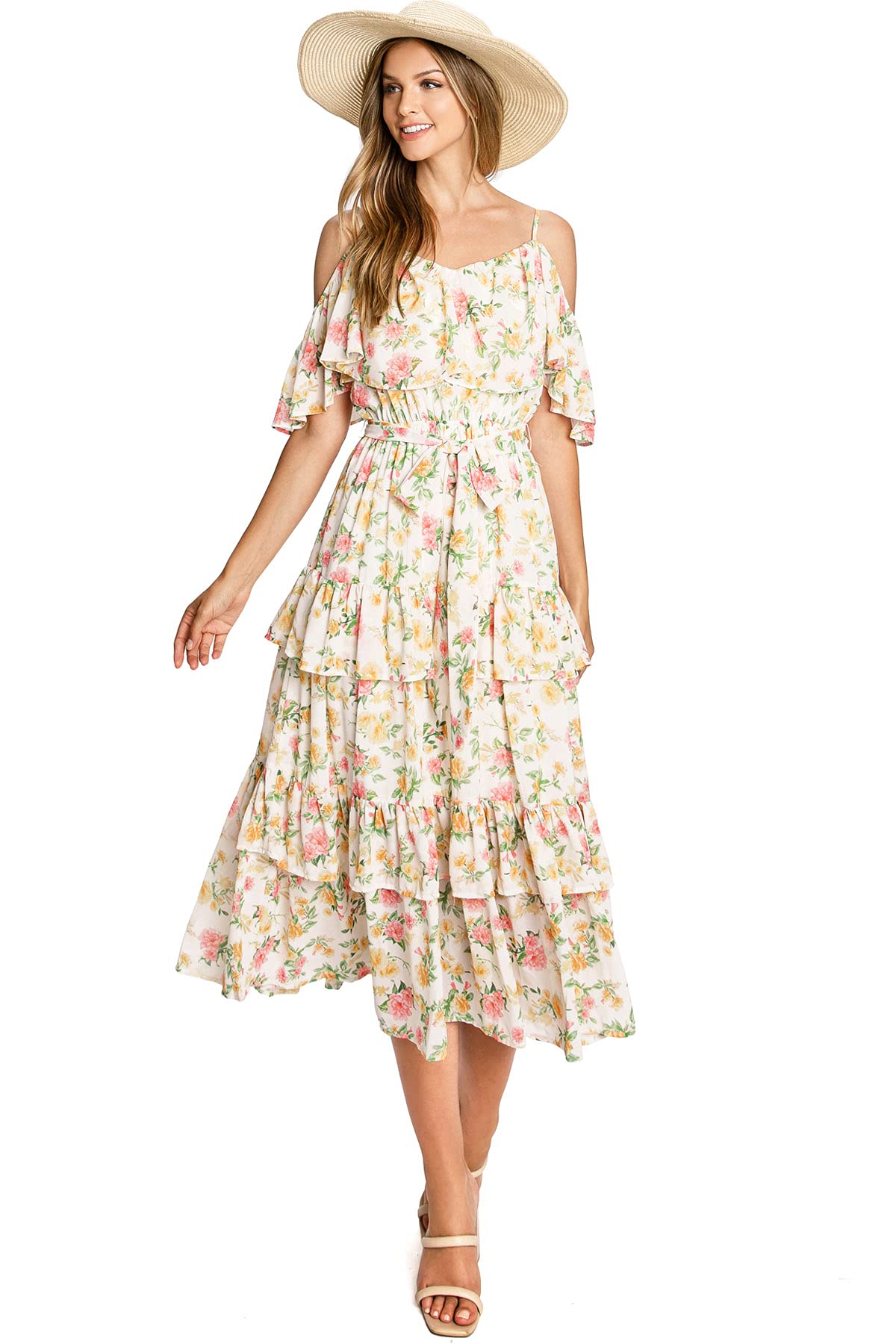 Flying TomatoLove Colette Women's Floral Midi Sundress