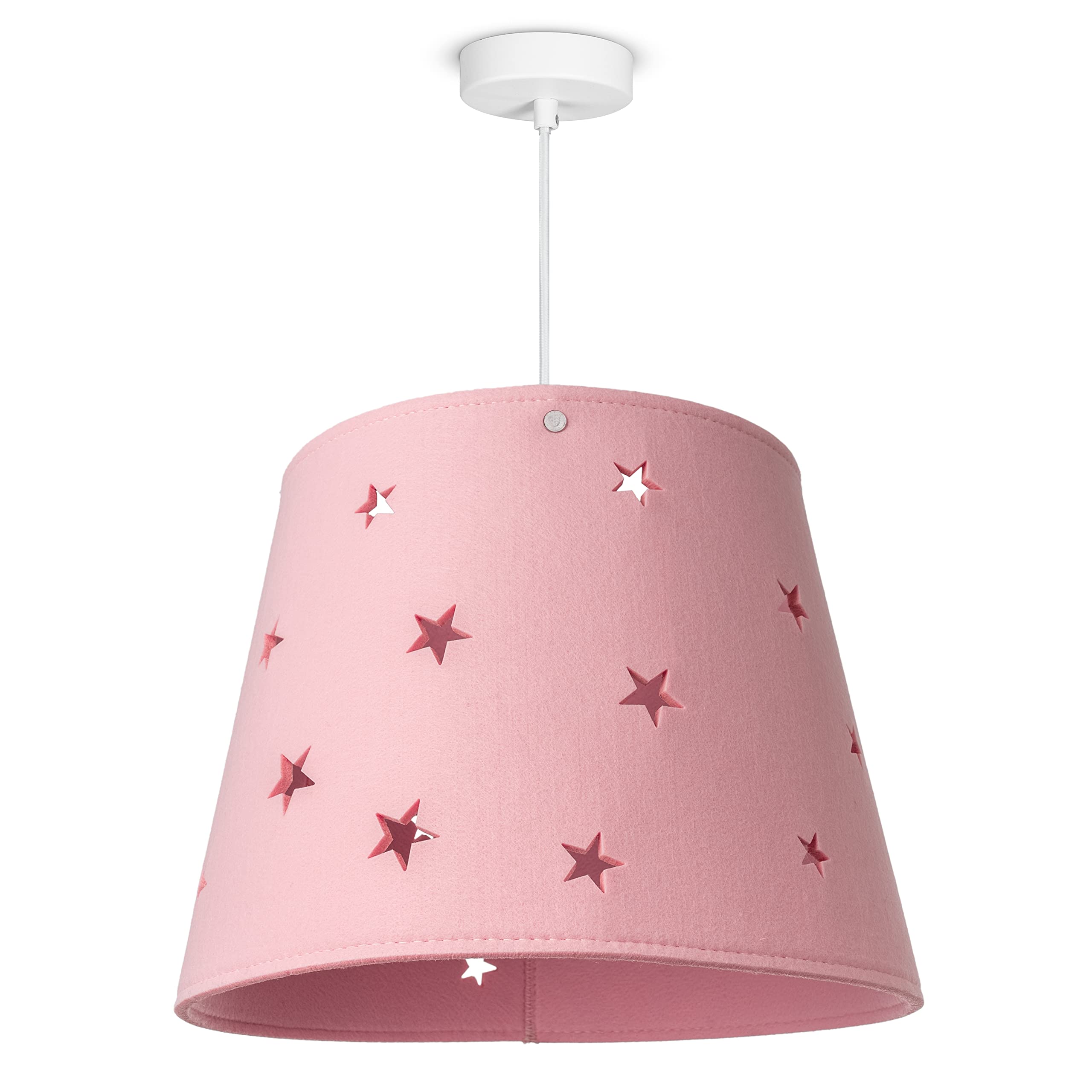 Paco Home Kinderlampe Kinderzimmer Hängelampe Pendelleuchte Stoff Sterne Jungen Mädchen Lampenschirm E27 Modern, Lampenart:Pendelleuchte, Farbe:Pink