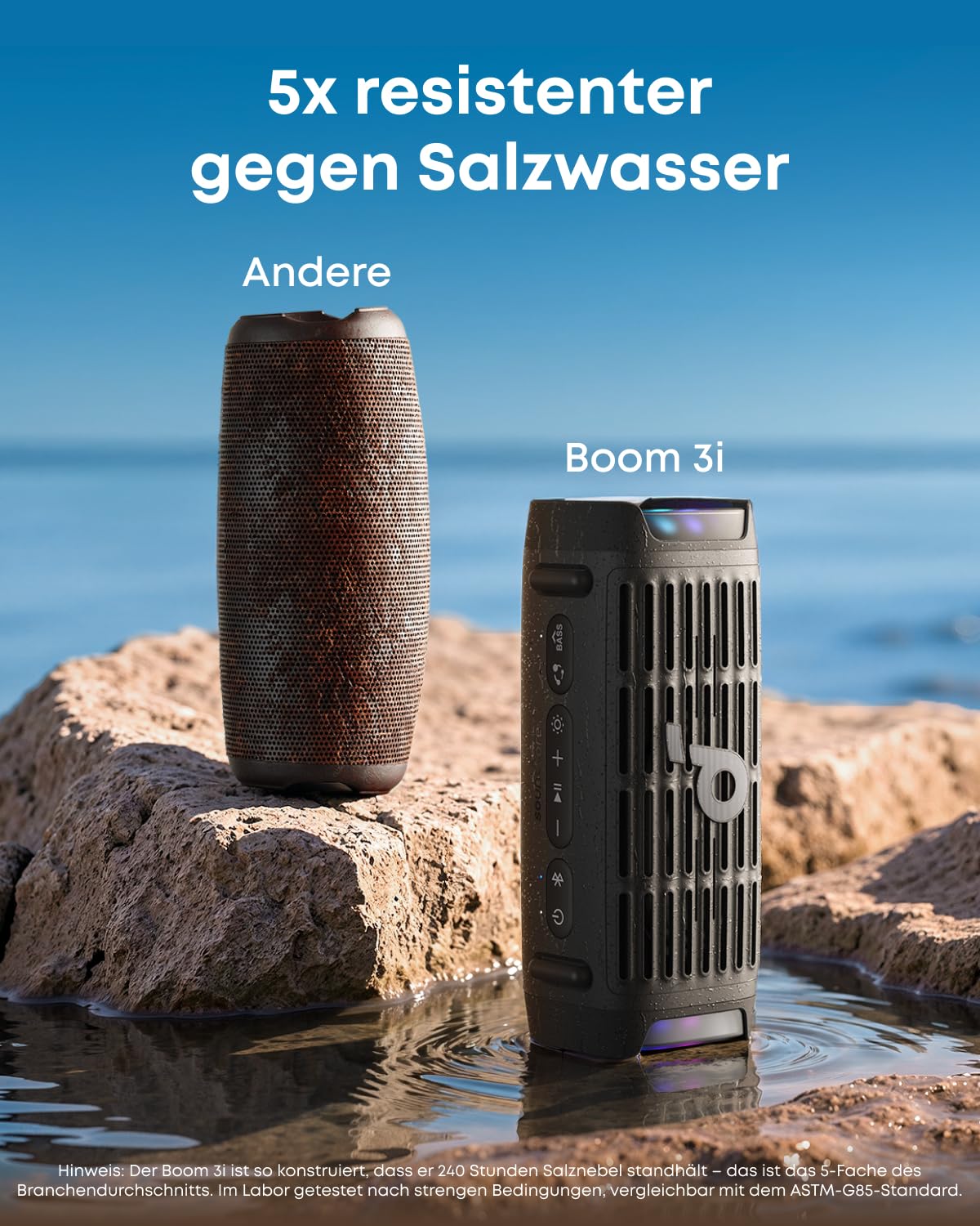soundcore Boom 3i by Anker – Robuster Outdoor Lautsprecher, Bluetooth Lautsprecher, wasserdicht IP68, 50W BassUp™ 2.0 Sound, Bluetooth 5.3, 16h Spielzeit, Lichtshow + TWS-Stereo, Kayak, Angeln, Campen