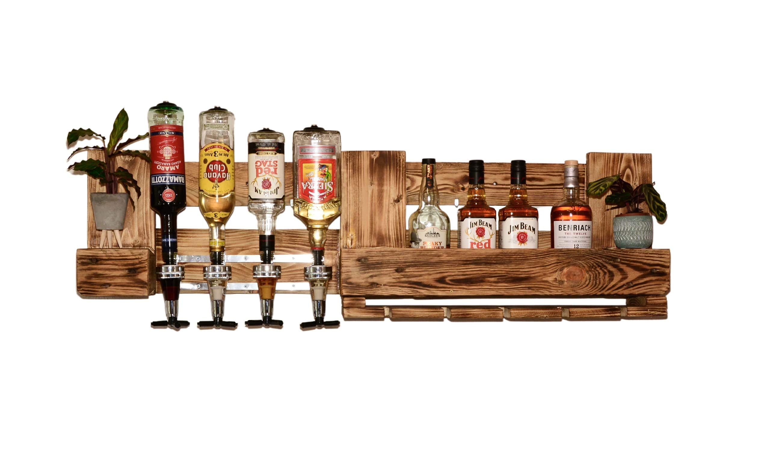 Weinregal Holz Schnapsregal vintage Getränkespender Küche Bar Regal Wandregal rustikal Europalette