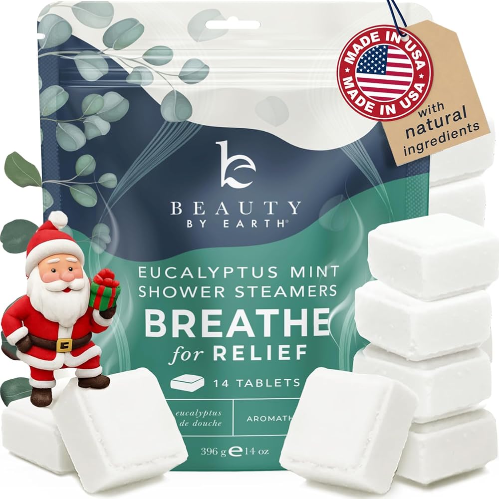 Shower Steamers Aromatherapy - USA Made with Natural Ingredients & Eucalyptus Essential Oil, Christmas Stocking Stuffers for Men & Women, Large Shower Bombs, White Elephant Relaxation Spa Gifts
