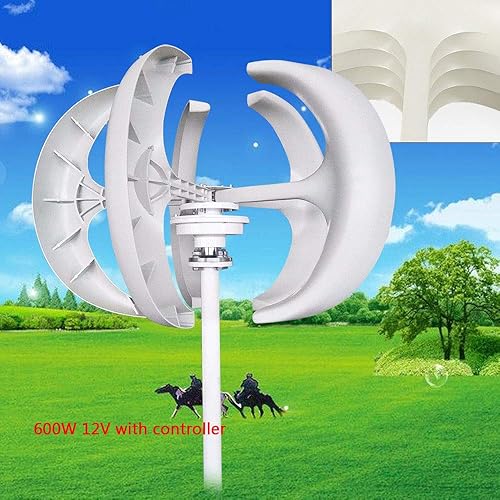 Miniatura 6 de Generador de viento de turbina de economía moderna 5 aspas generador de turbina de energía eólica vertical estilo linterna blanca con controlador de