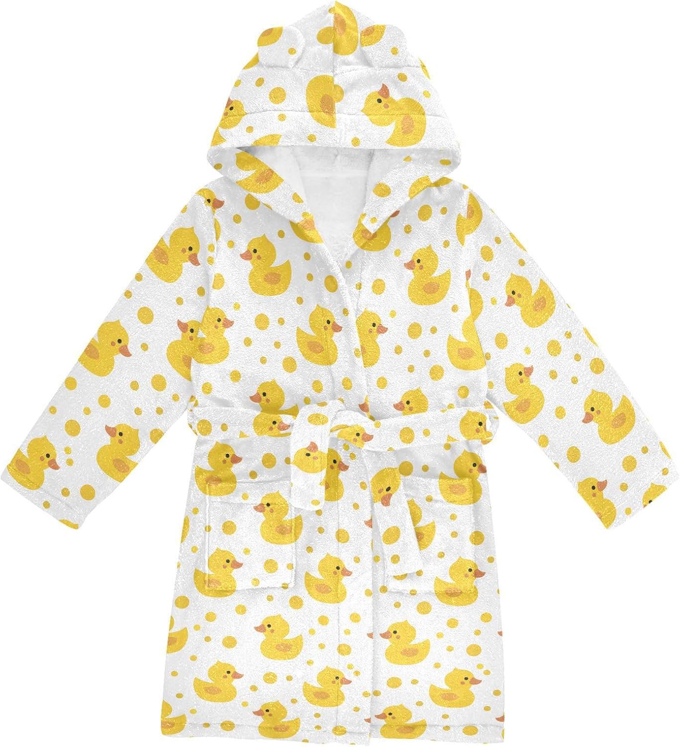 senya Cute Yellow Duck S Toddler Hooded Bathrobe Kids Soft Plush Bath Towel Robes for Boys Girls 2-12 Years