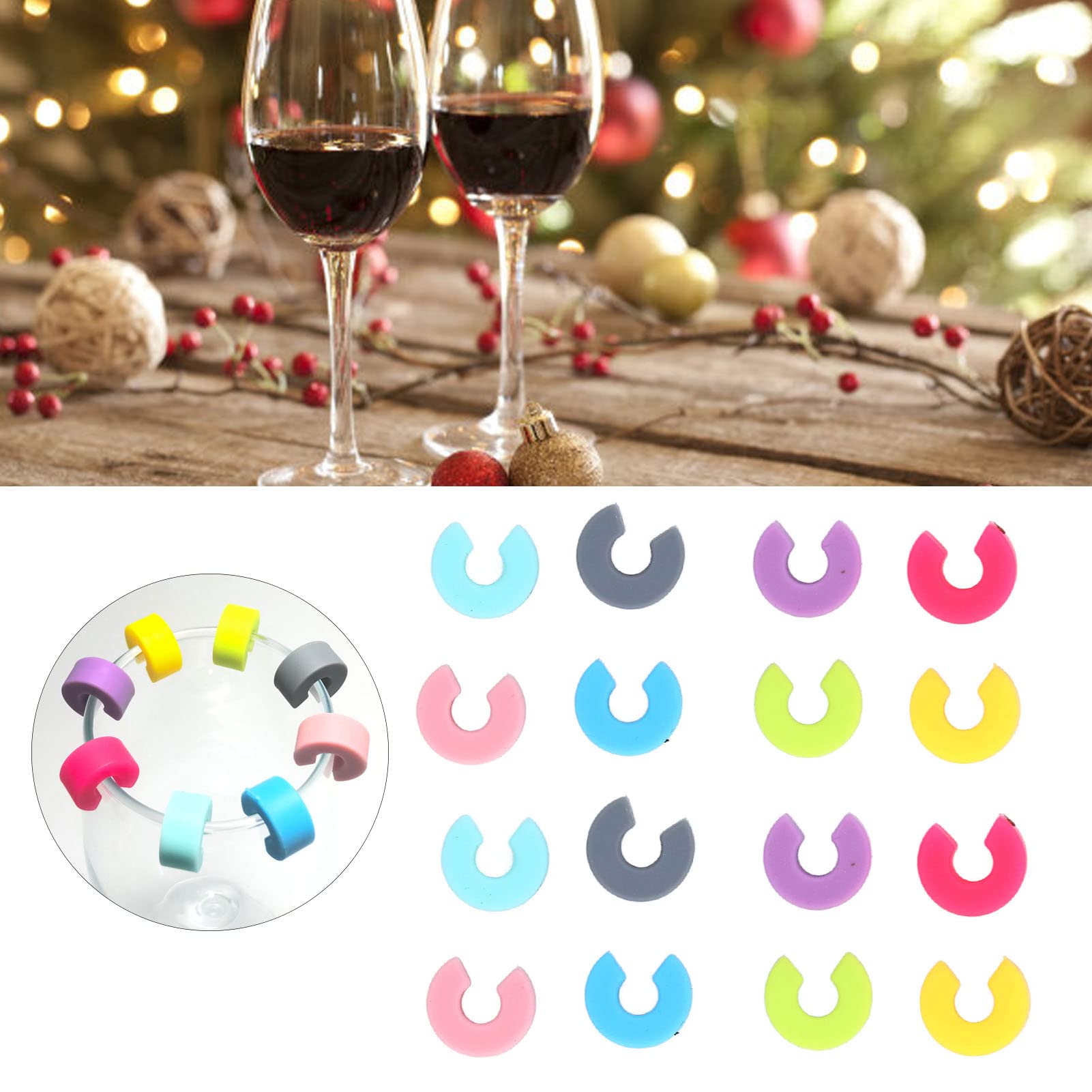 Étiquettes De Breloques Pour Verres à Vin, Marqueurs De Boissons En Verre A Vin En Silicone Pour Bar Fete Martinis Cocktail Verres A Tige De Champagne