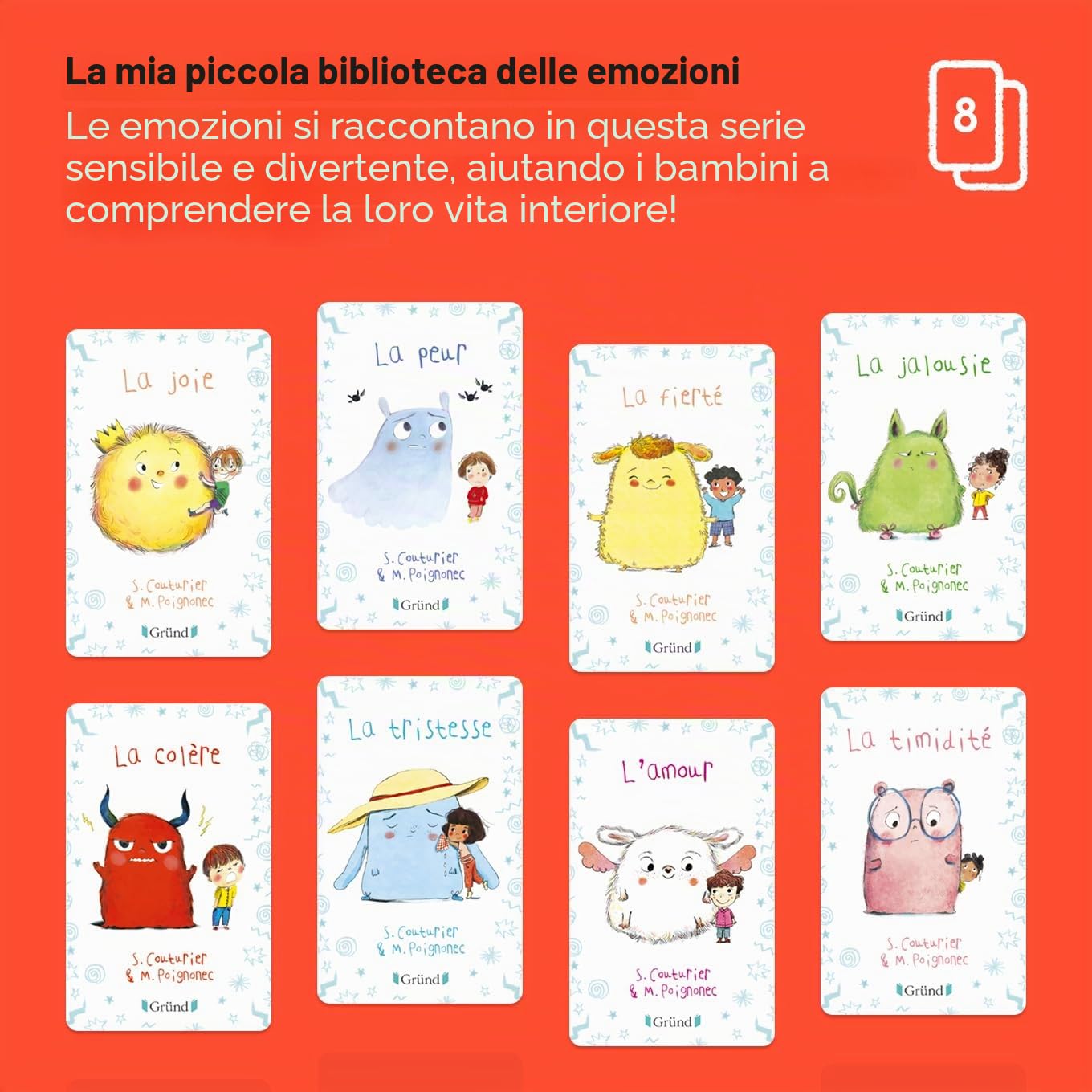 Yoto Mini + Pacchetto Piccola Biblioteca Emotion Portatile Altoparlante Bluetooth 8 Libri Audio Francesi per Bambini Per Ascoltare, Viaggi, Prime Storie da 3 a 10 Anni
