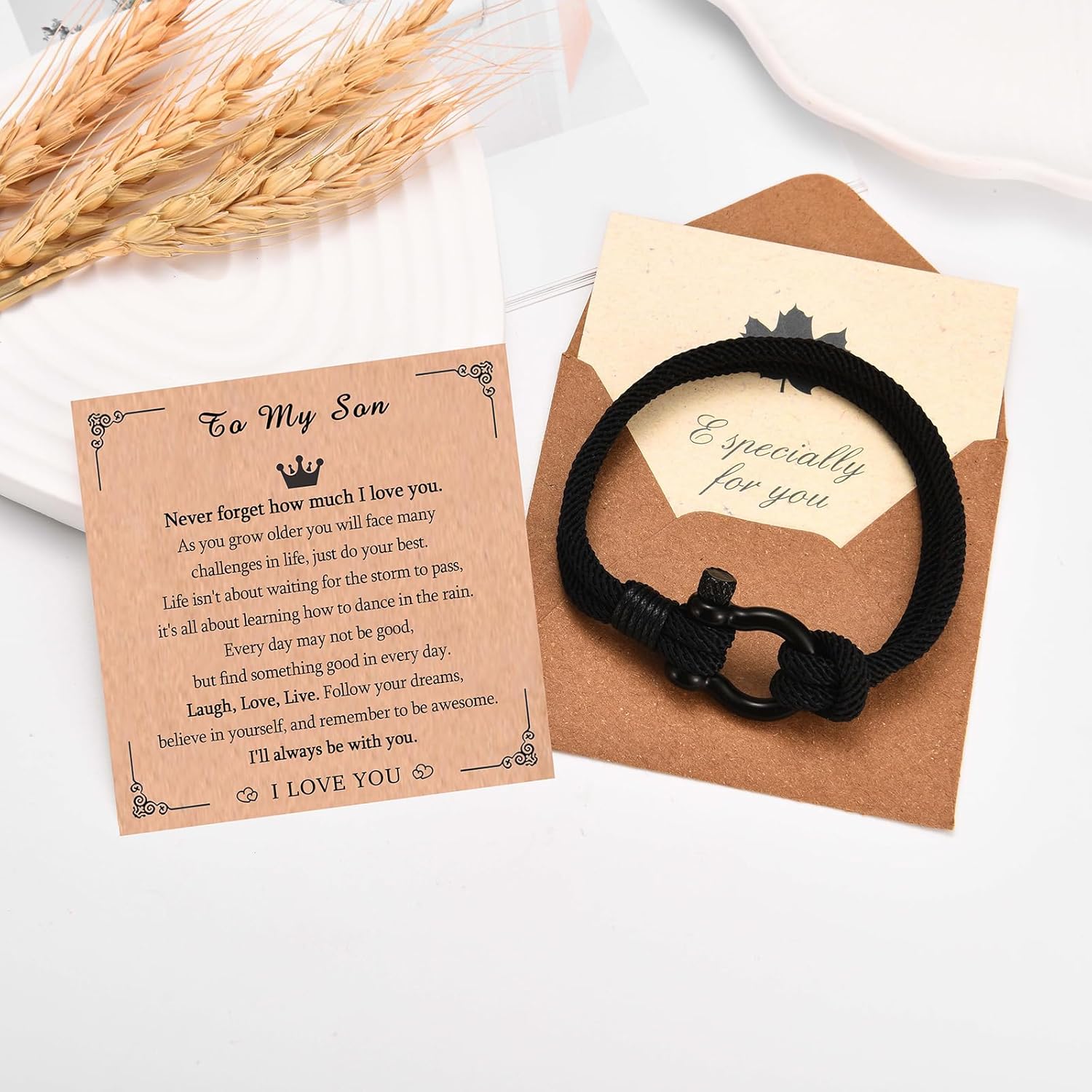 Gifts for Son Grandson Nephew Brother Friend, Easter Baptism Confirmation First Communion Birthday Valentines Day Graduation Back to School Christmas Braided Rope Bracelet for Teen Boys Kid Men - Image 2