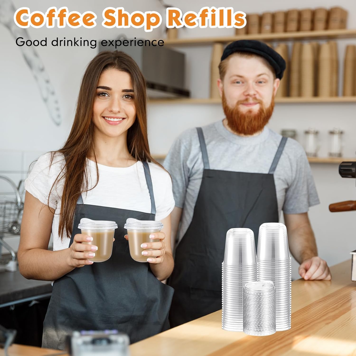 Baderke 50 Pcs Round Bottom Plastic Cups with Sip Lids Clear Disposable Iced Coffee Cups for Smoothie Cold Beverage Coffee Shops and Party Catering(10 oz,Clear) - Image 6