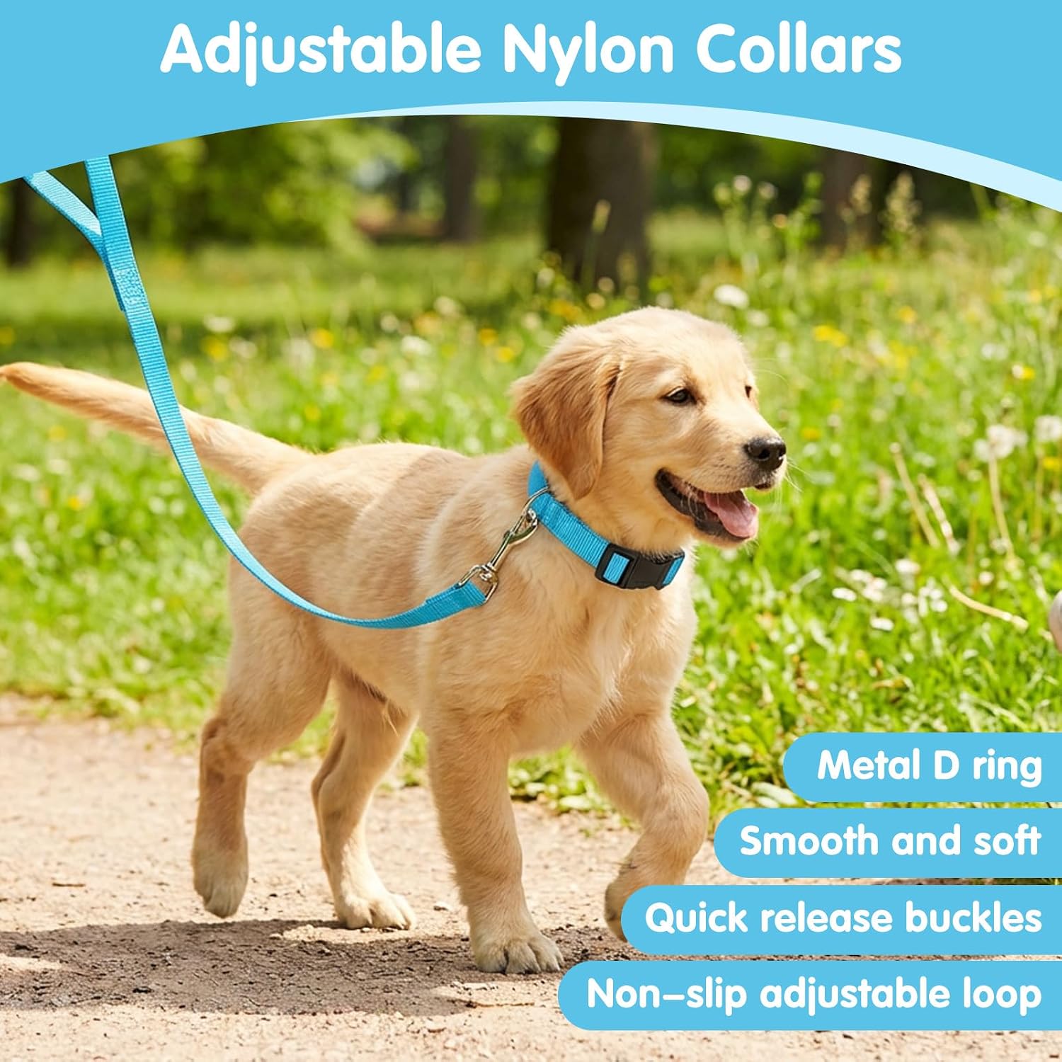 24 Pcs Dog Collar Bulk Adjustable Nylon Puppy Collar for Small Medium Large Dogs Multiple Pet with Quick Release Buckle for PET Travel Walk Daily, Medium,Bright Colors