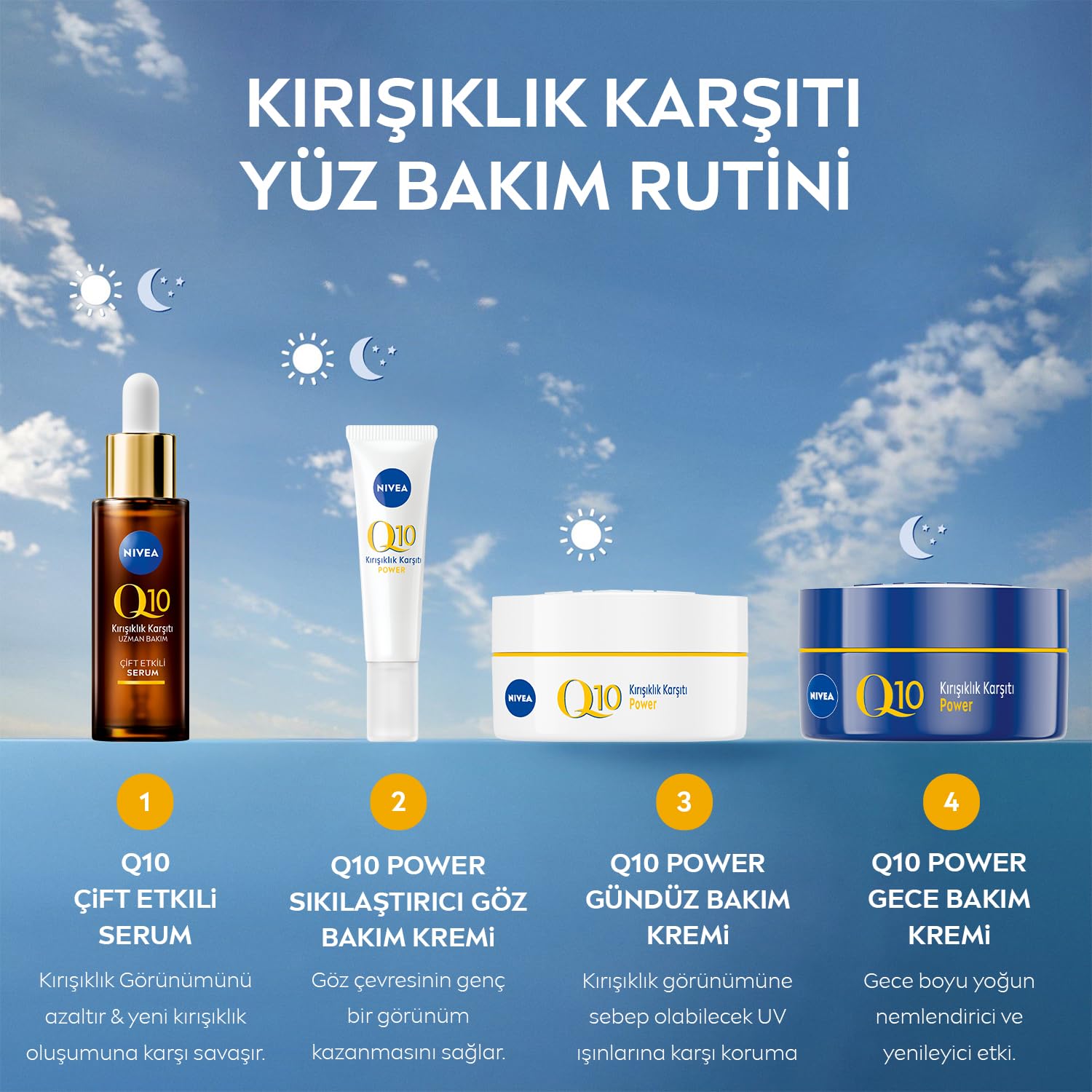 NIVEA Q10 Kırışıklık Karşıtı Gece Bakım Kremi 50 ml,Nemlendirici,Yenileyici,Kreatin,Hyaluronik Asit
