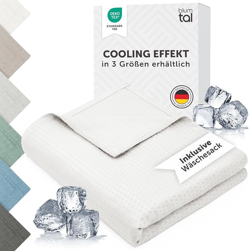 Blumtal Bambusz Hűsítő Takaró 150x200cm - Nyári Ágytakaró, Fehér - Bőrbarát, Könnyű, Légáteresztő - Oeko-Tex Tanúsított - Utazáshoz, Kanapér