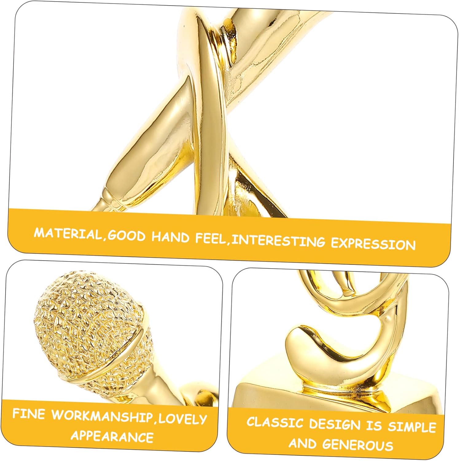 jojofuny Golden Microphone Trophy for Singing Contests Creative Music Note Award for Kids Decorative Resin Trophy Ideal for Karaoke Events