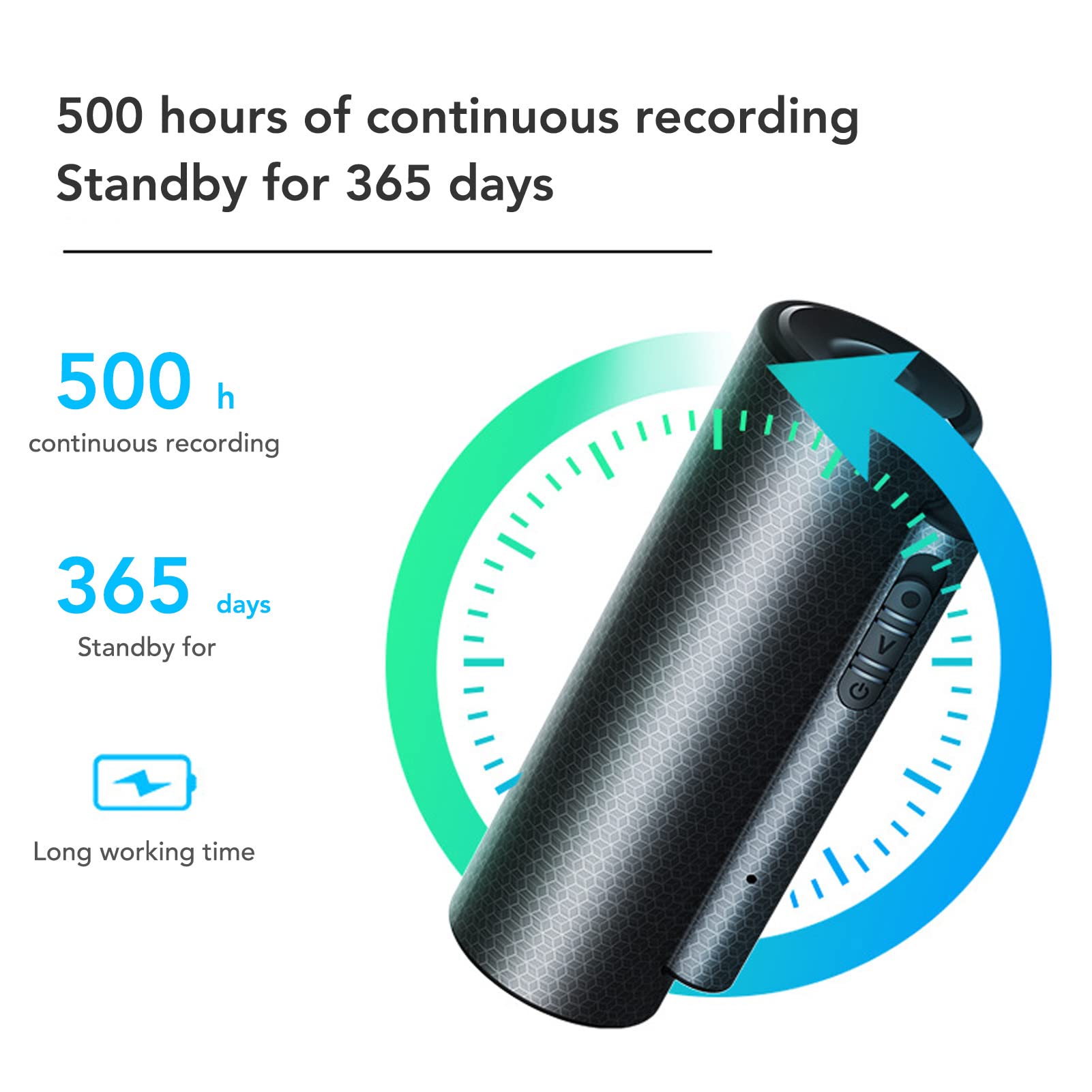 POENVFPO Registratore Vocale Portatile Intelligente Lungo Tempo di Lavoro Leggero MP3 per Conferenze e Interviste Nere (32G)