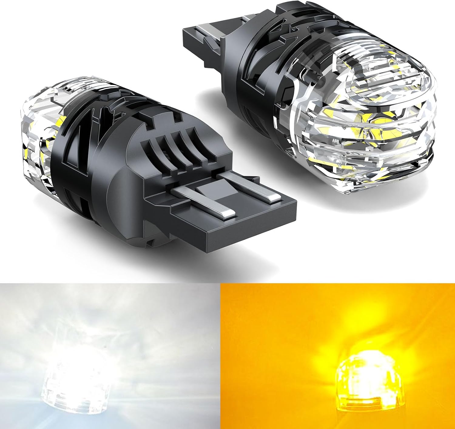 7443 LED Turn Signal Bulbs Compatible for Honda Civic Sedan Turn Signal 1996 1997 1998 1999 2000 2001 2002 2003 2004-2012, No Hyper Flash, 12V Amber White Switchback DRL, T20 W21W LED Light