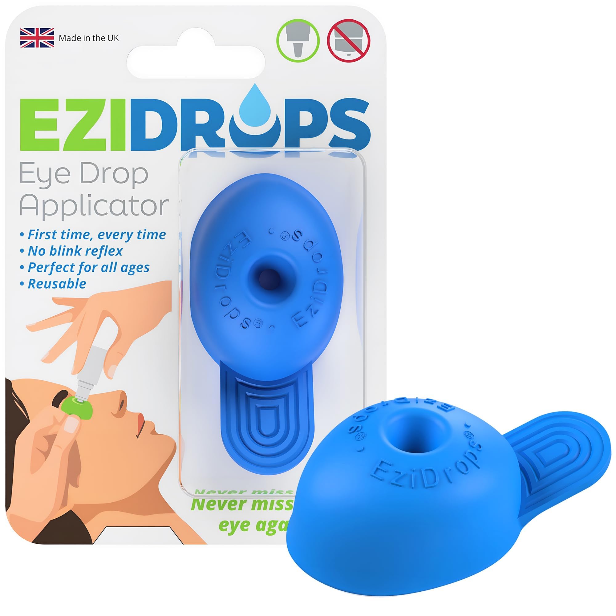 Eye Drop Dispenser for Elderly – Suitable for All Ages – Easy-to-Use Eye Dropper Dispenser for Nozzle Head Bottles – Stops Blink Reflex – Reusable, Precise & Comfortable (Blue)