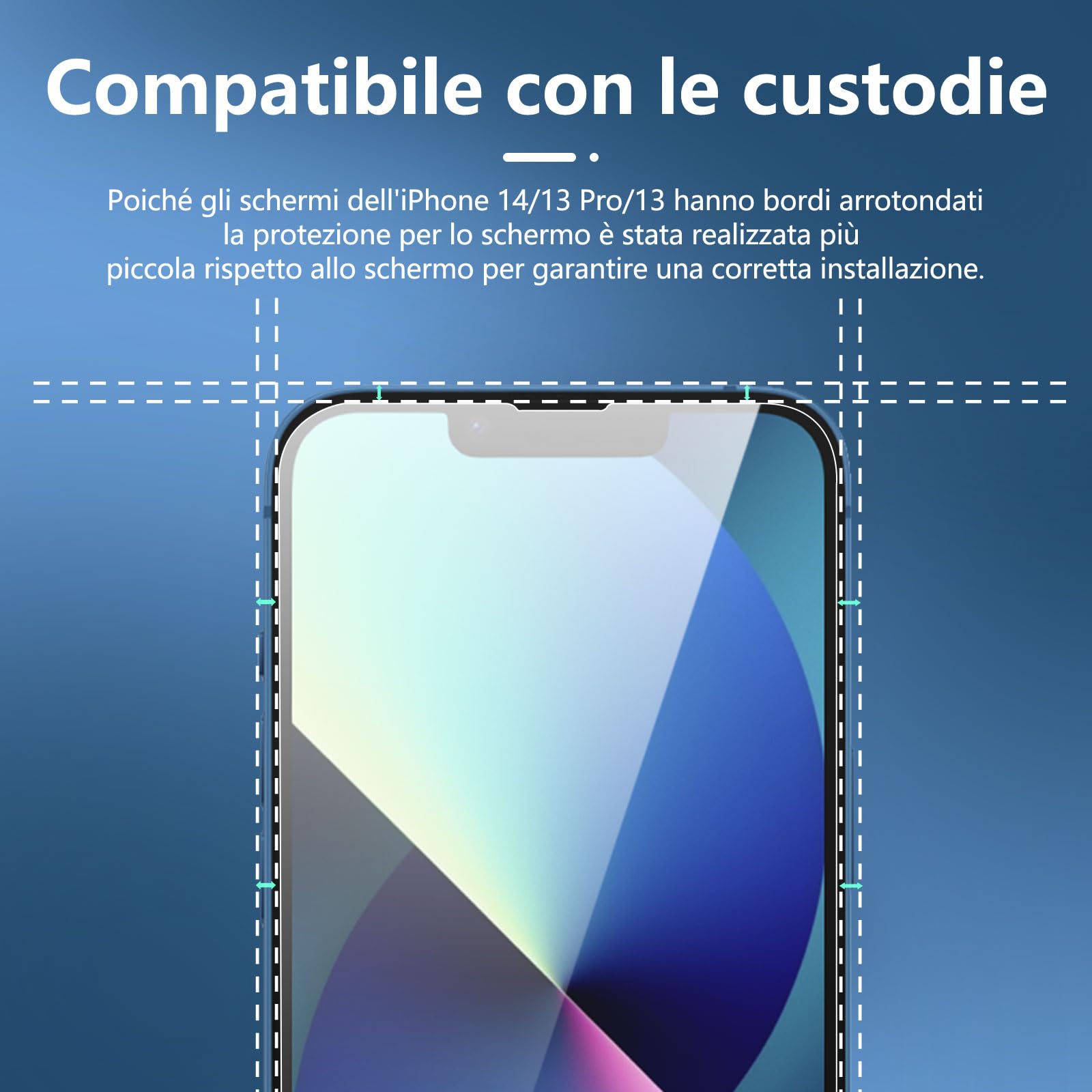 NEW'C 3 Pezzi, Vetro Temperato per iPhone 14, iPhone 13, iPhone 13 Pro (6,1 Pollici), Pellicola Prottetiva Anti Graffio, Anti-Impronte,Durezza 9H, 0,33mm Ultra Trasparente, Ultra Resistente
