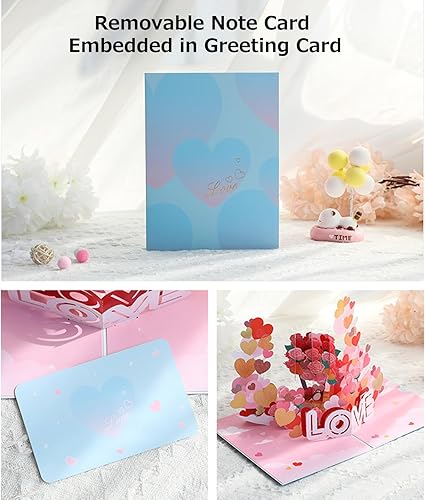Miniatura 4 de Tarjeta de San Valentín 3D romántica de 6 x 8 pulgadas, tarjeta de amor para el día de la madre, tarjeta desplegable con sobre, tarjeta extraíble en