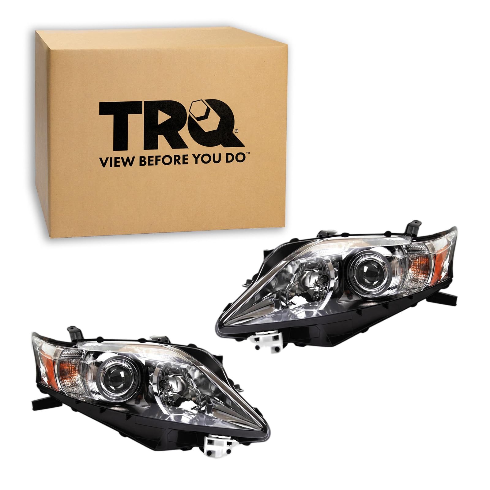 TRQ Headlight Assembly Set LX2502147 LX2503147 Compatible with 2010-2012 Lexus RX350